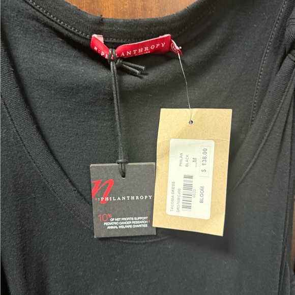 NWT PHILANTHROPY DRESS! Black Sleeveless Ruched Dress! Tight fit! Medium - Picture 4 of 6